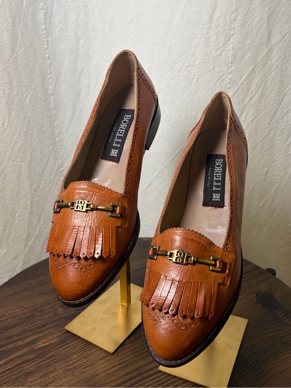 Borelli Vintage Italian Leather Kiltie Brogue Loafers Sz 7M